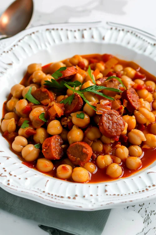 elaboración Garbanzos con chorizo en Thermomix